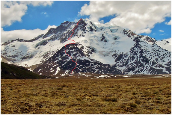Cerro Hermoso SE ridge  Direct Route (photo by Domen Kastelic) 1B
